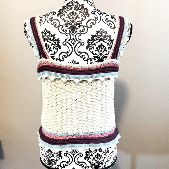 Andrew Marc New York Women's Crocheted Multicolored Top Sz-L - Picture 4 of 7